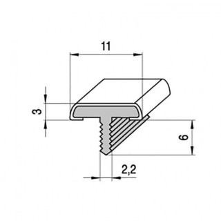 PERFIL "T" LAREDO 11mm 3M. PLATA MATE  EMBELLECEDOR PARA PUERTAS Y MUEBLES.