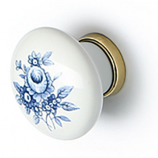 POMO PORCELA AROMA FLOR AZUL BLANCO / ORO 30mm